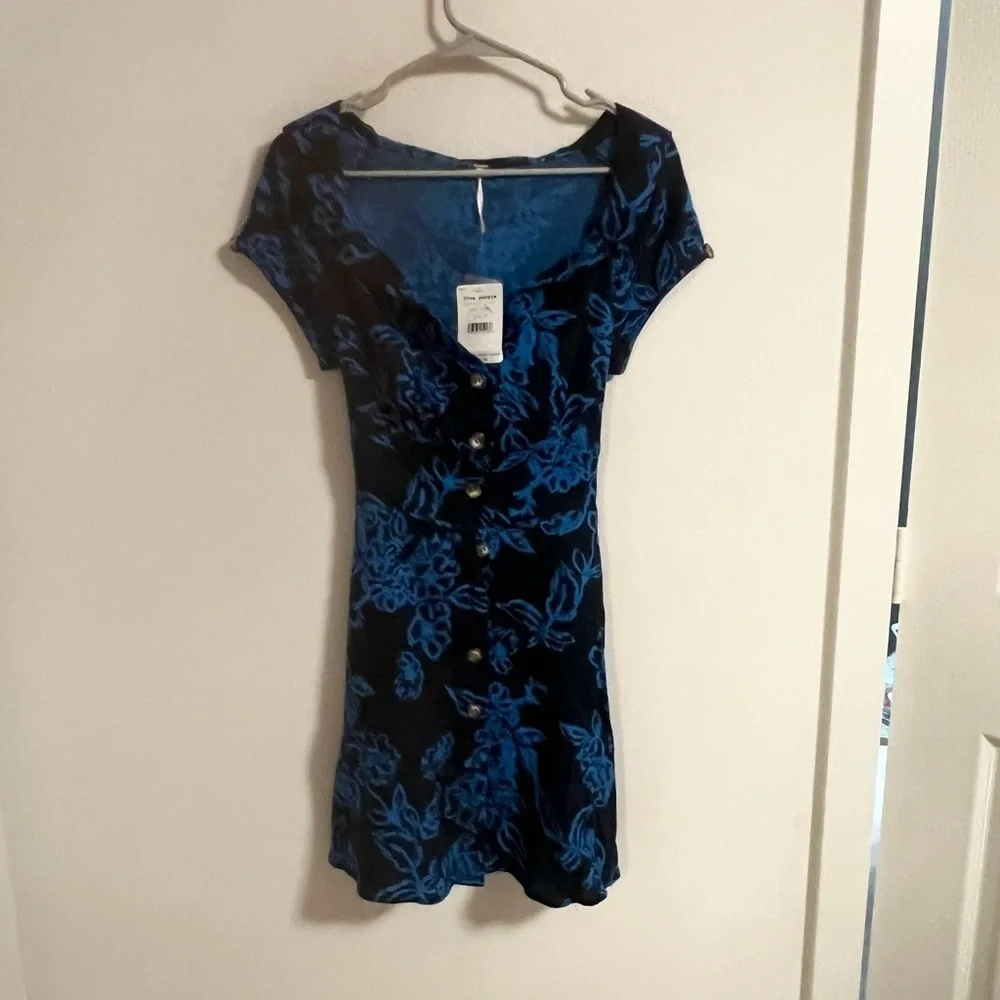 NWT Free People A Thing Called Love linen  Mini Dress size 8 pockets